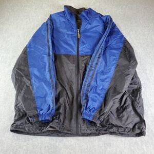 Vtg CB Sports Jacket Mens Large Black Blue Croft & Barrow Windbreaker Full Zip